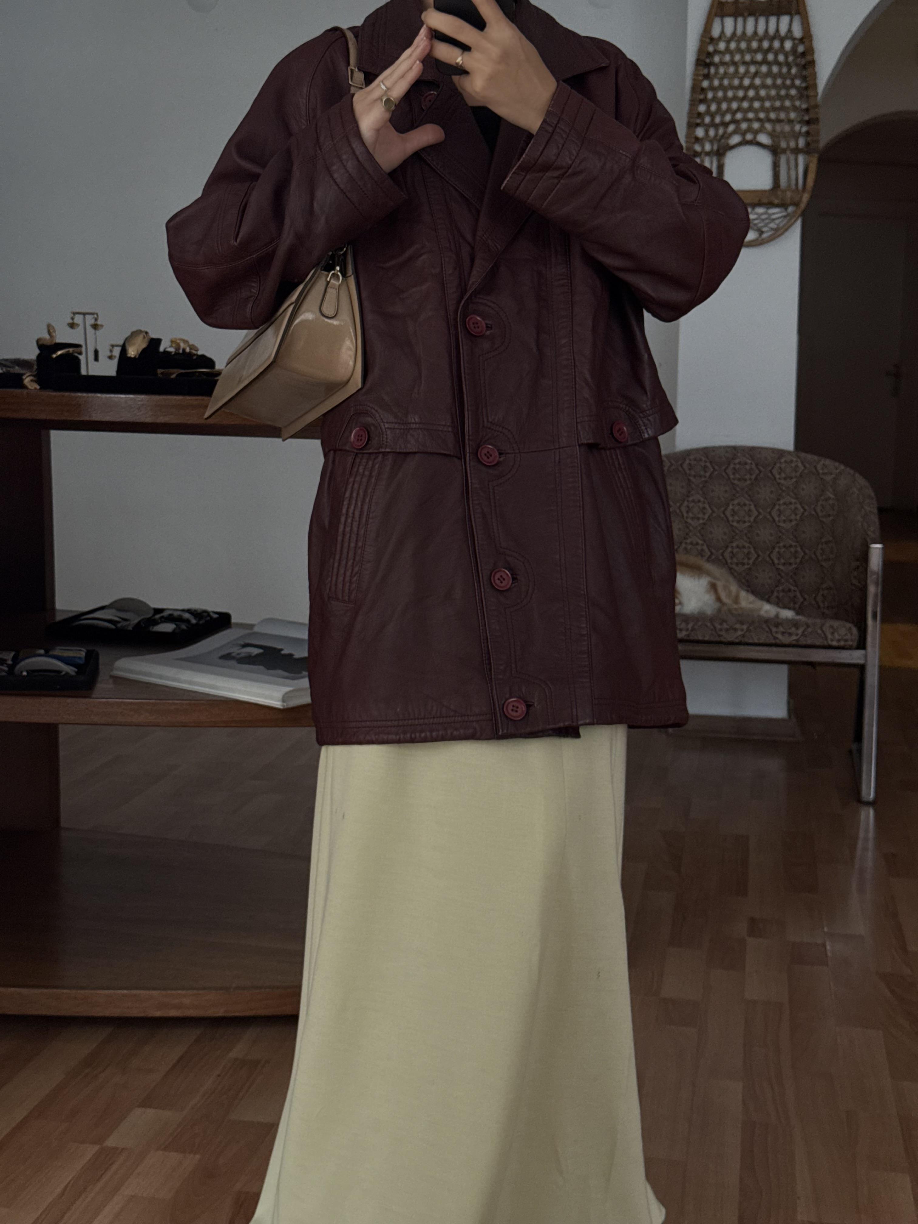 %100 DERİ BORDO CEKET