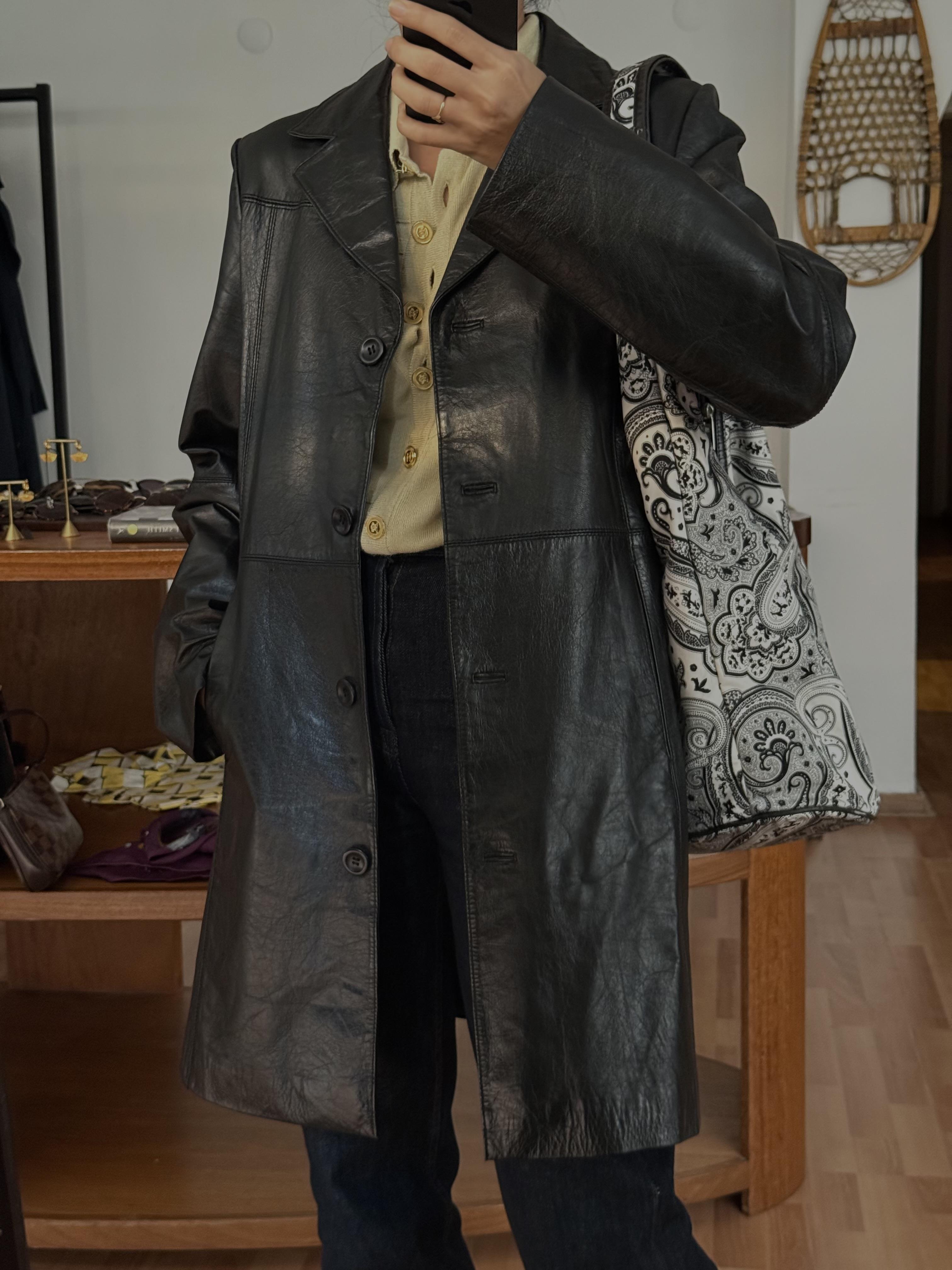 %100 DERİ SİYAH OVERSIZE CEKET