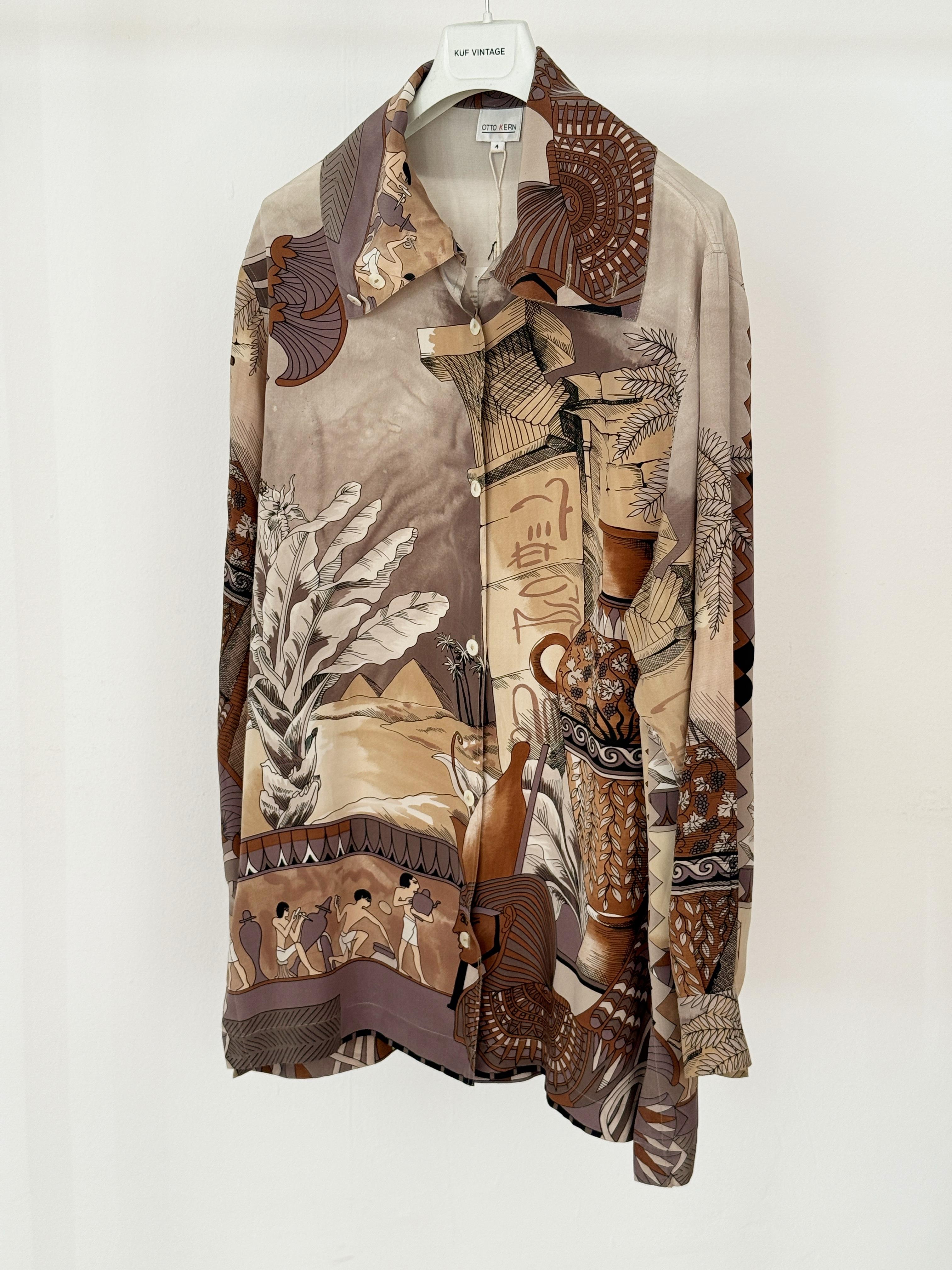 %100 İPEK EGYPTIAN PRINT GÖMLEK