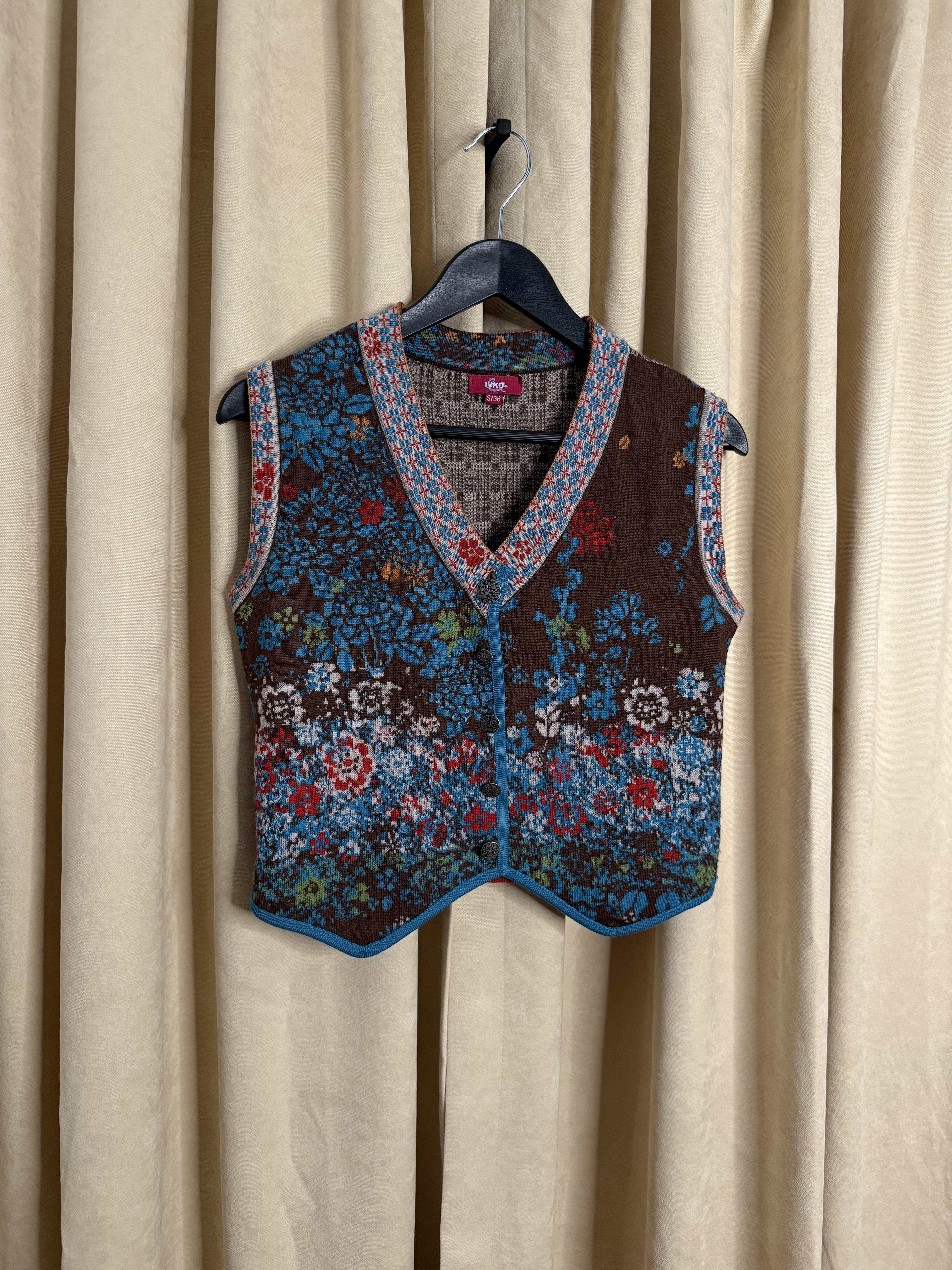 RENKLİ FLORAL DESENLİ YELEK
