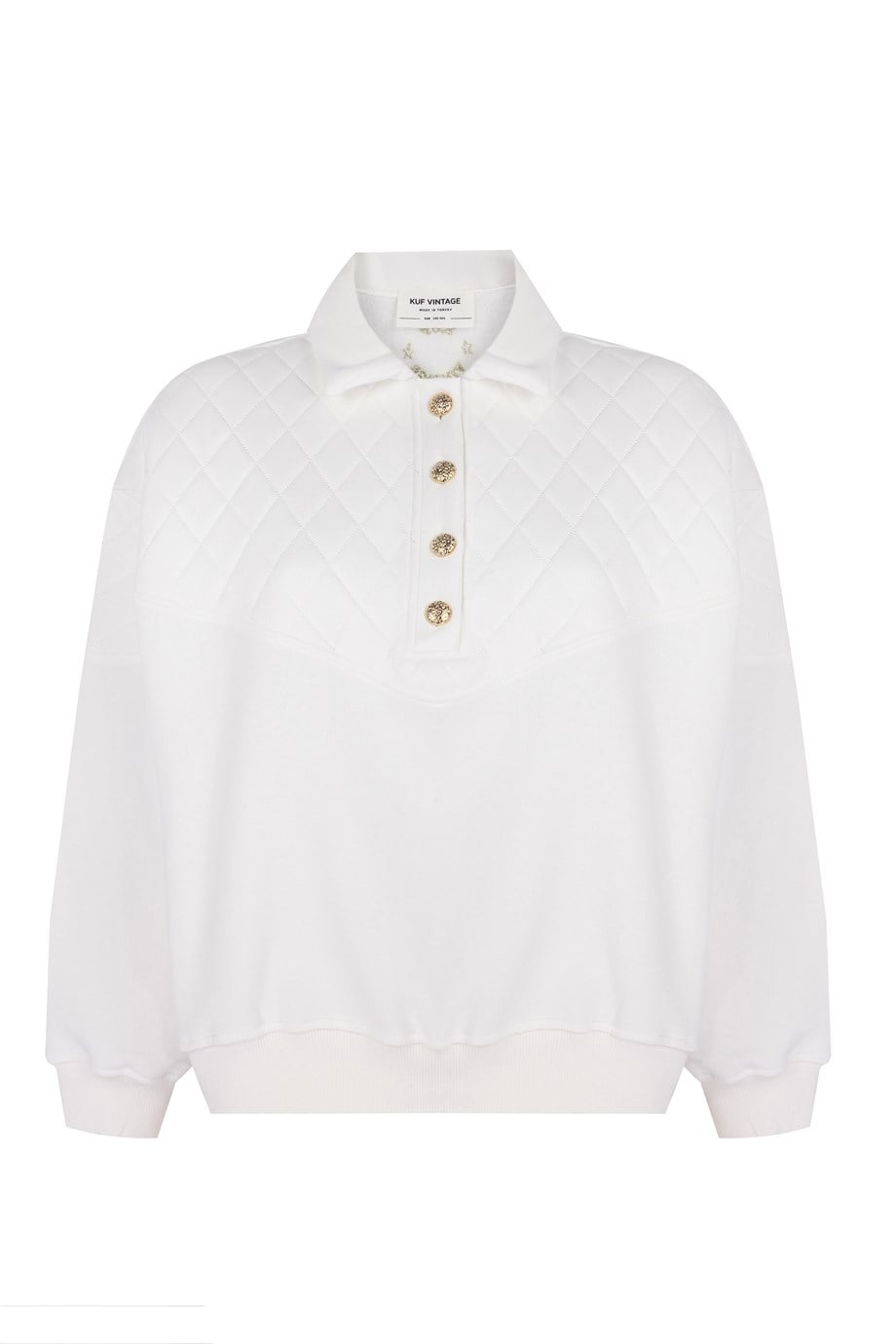 Blanca Kapitone Polo Sweatshirt - Limited Edition - Beyaz