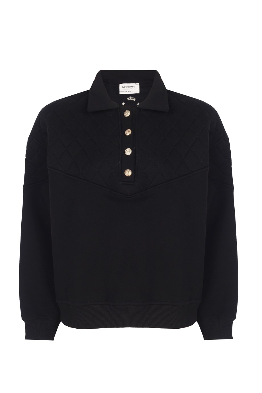 Blanca Kapitone Polo Sweatshirt - Limited Edition - Siyah