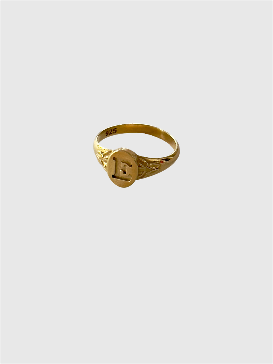 E Harf Signet Yüzük (925 Silver)