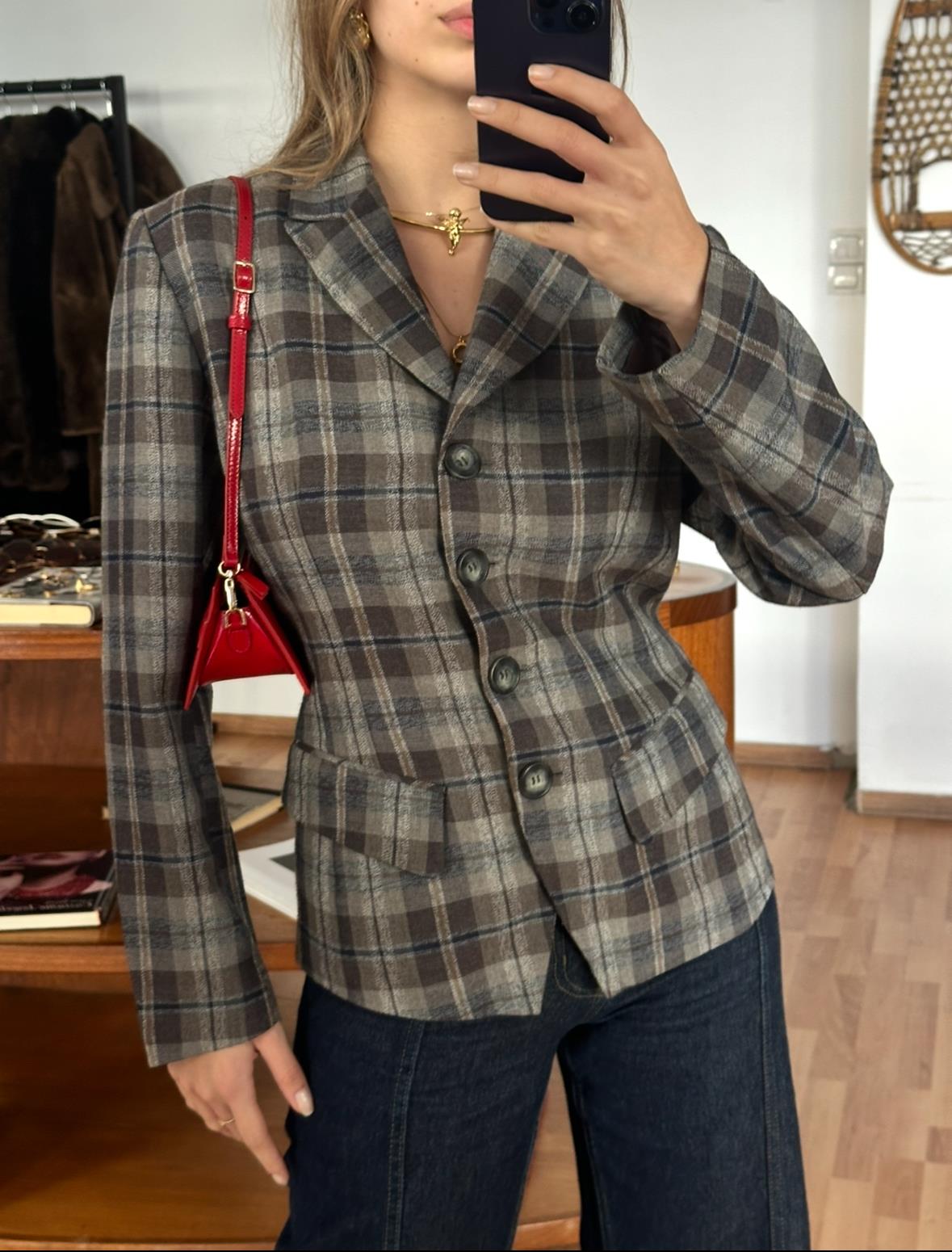 EKOSE DESENLİ KLASİK BLAZER
