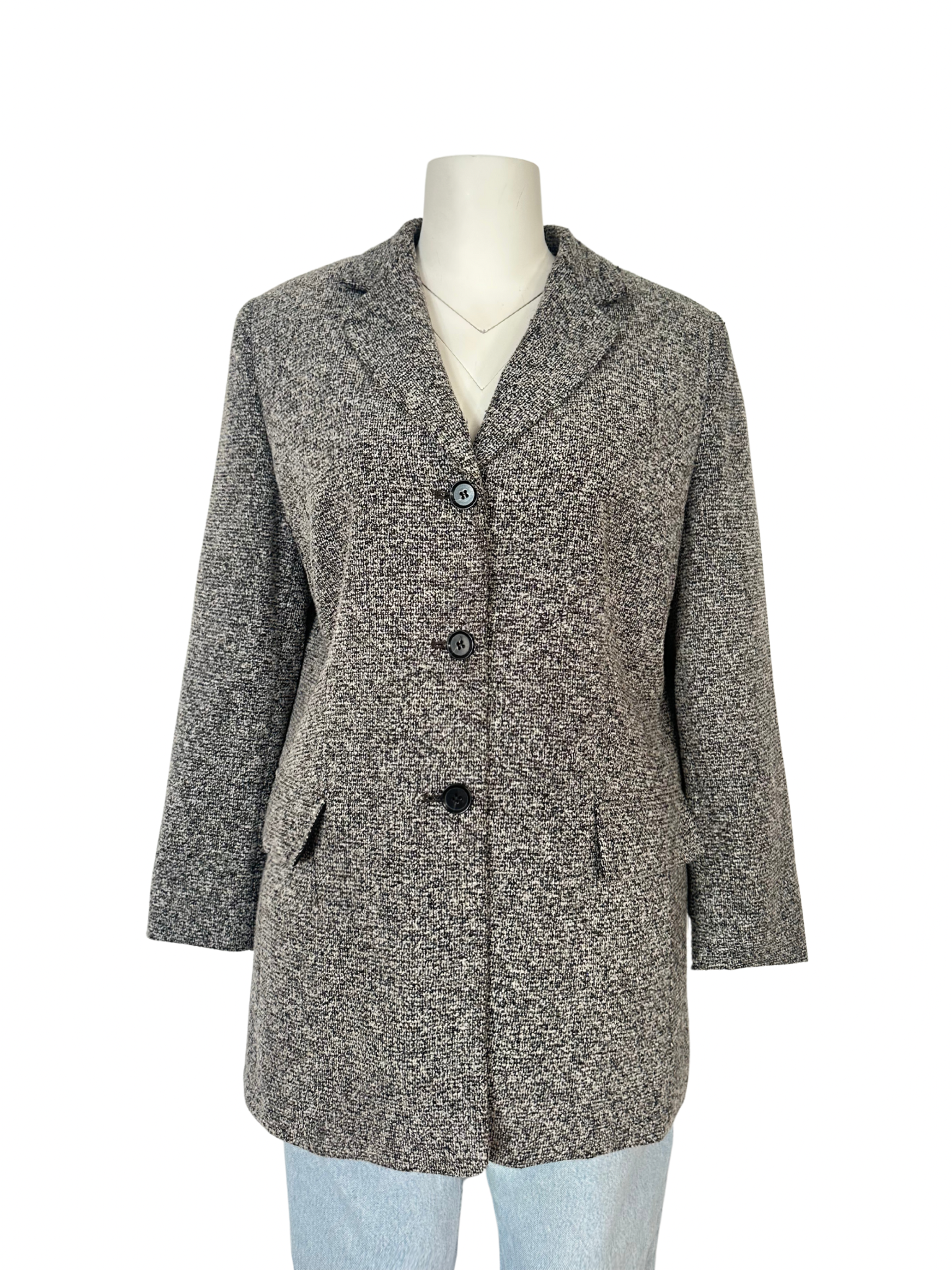 GRİ-MELANJ RENKLİ BLAZER CEKET