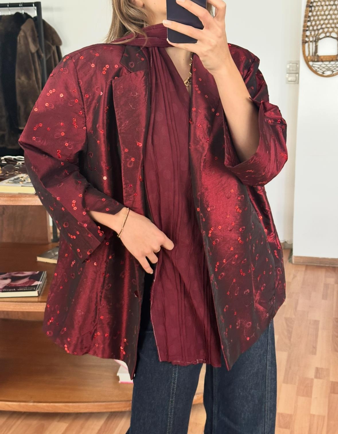 HERMANN LANGE KIRMIZI IŞILTILI BLAZER