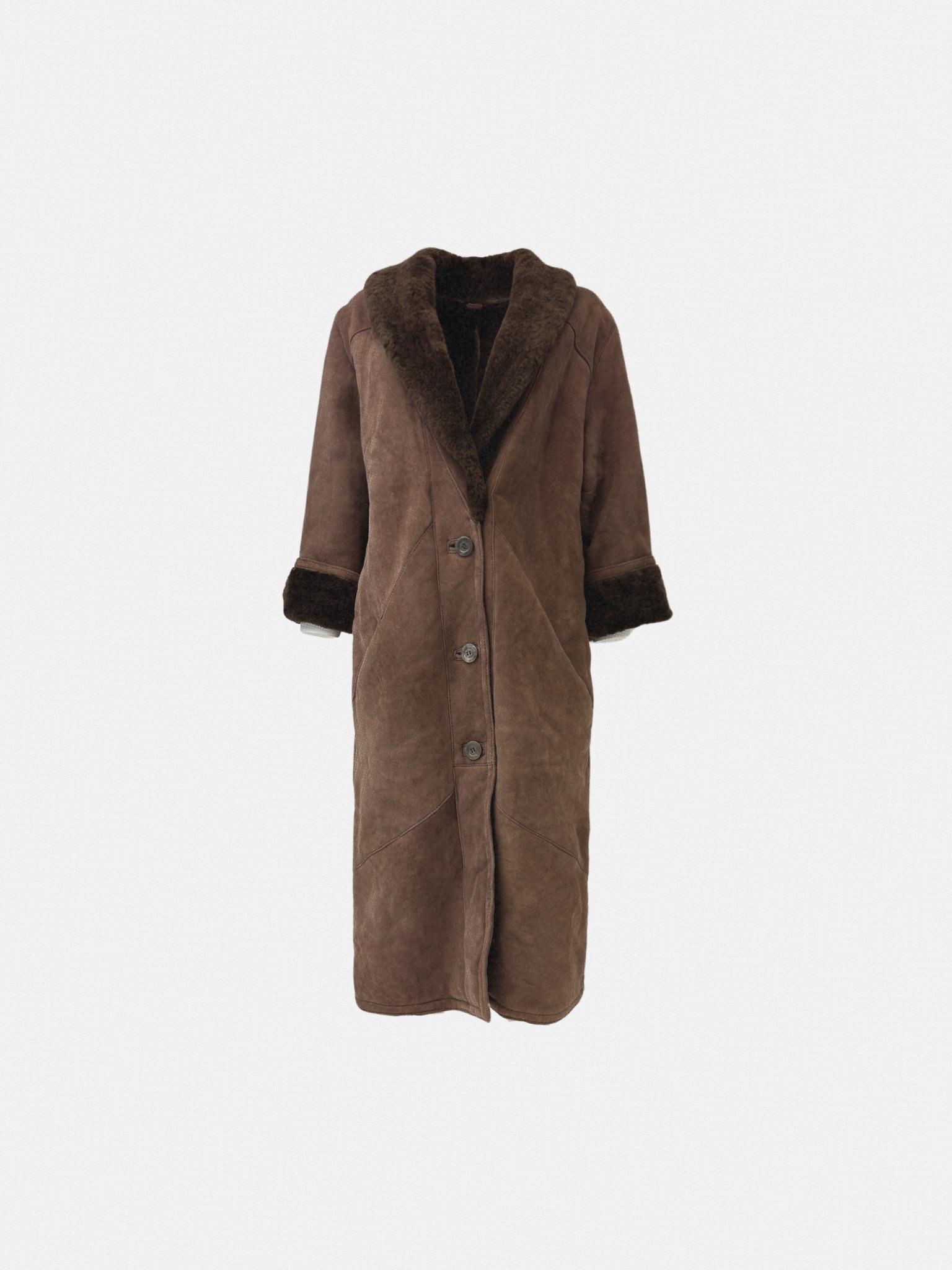 Kahverengi Mohair Premium Vintage Palto