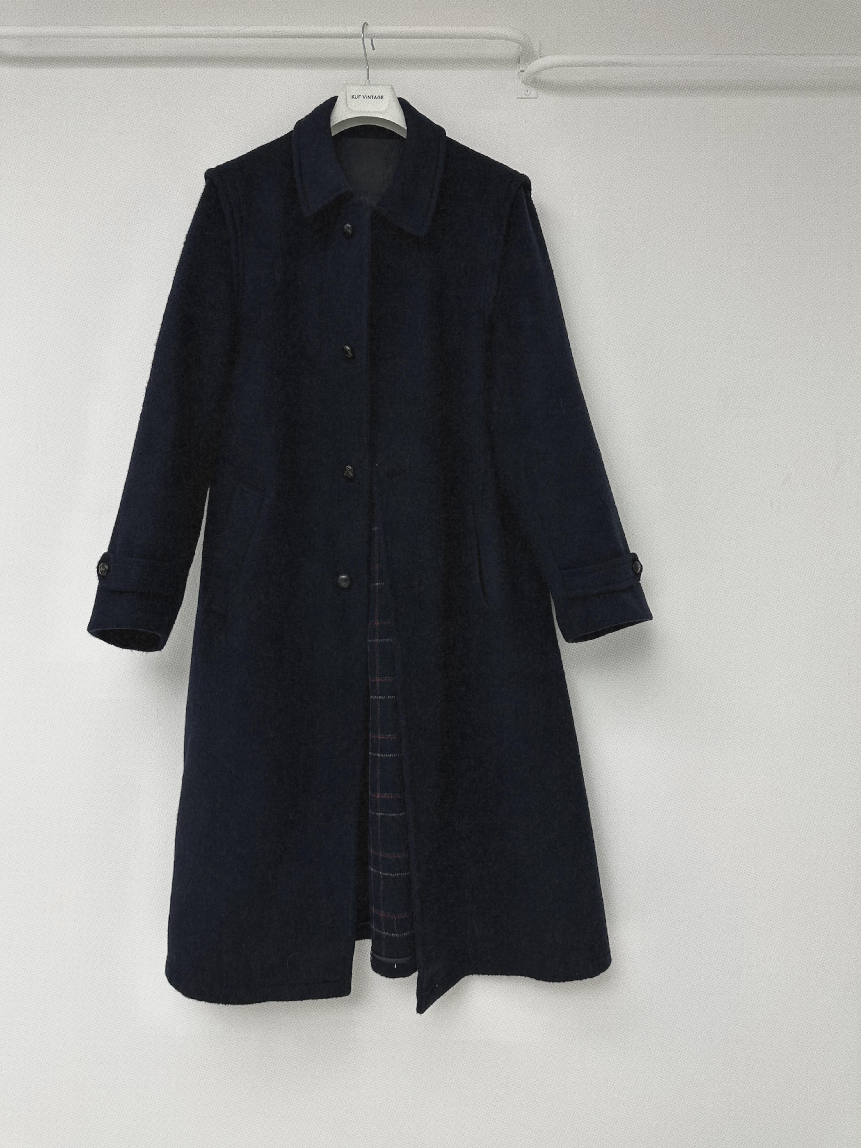 Lacivert %100 Yün Premium Oversize Vintage Palto