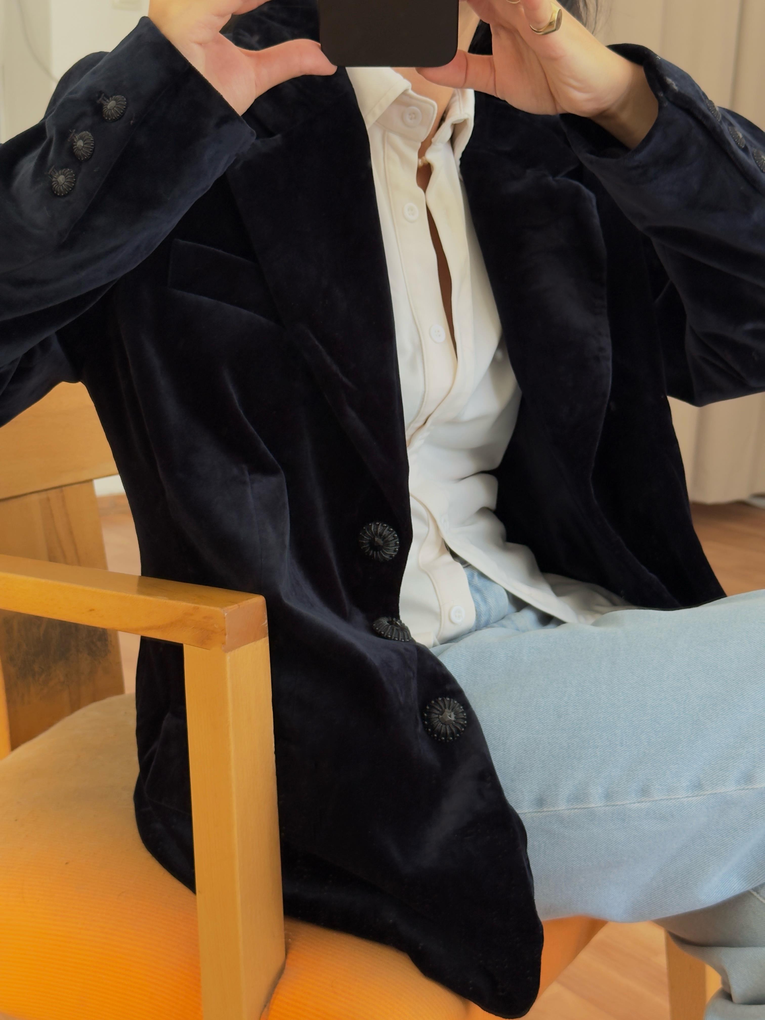 LACİVERT KADİFE BLAZER CEKET