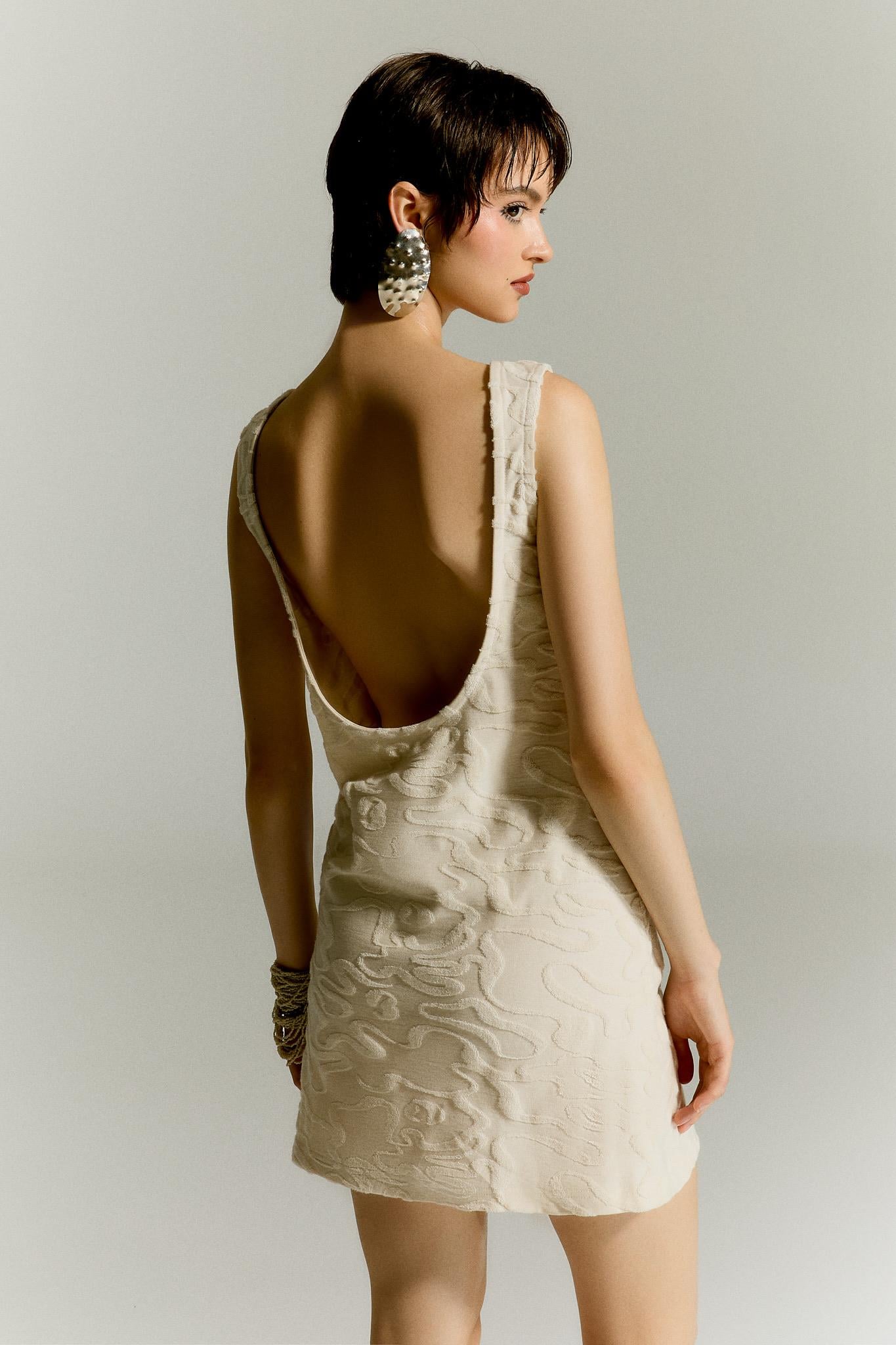 Sablé Bej Kısa Elbise