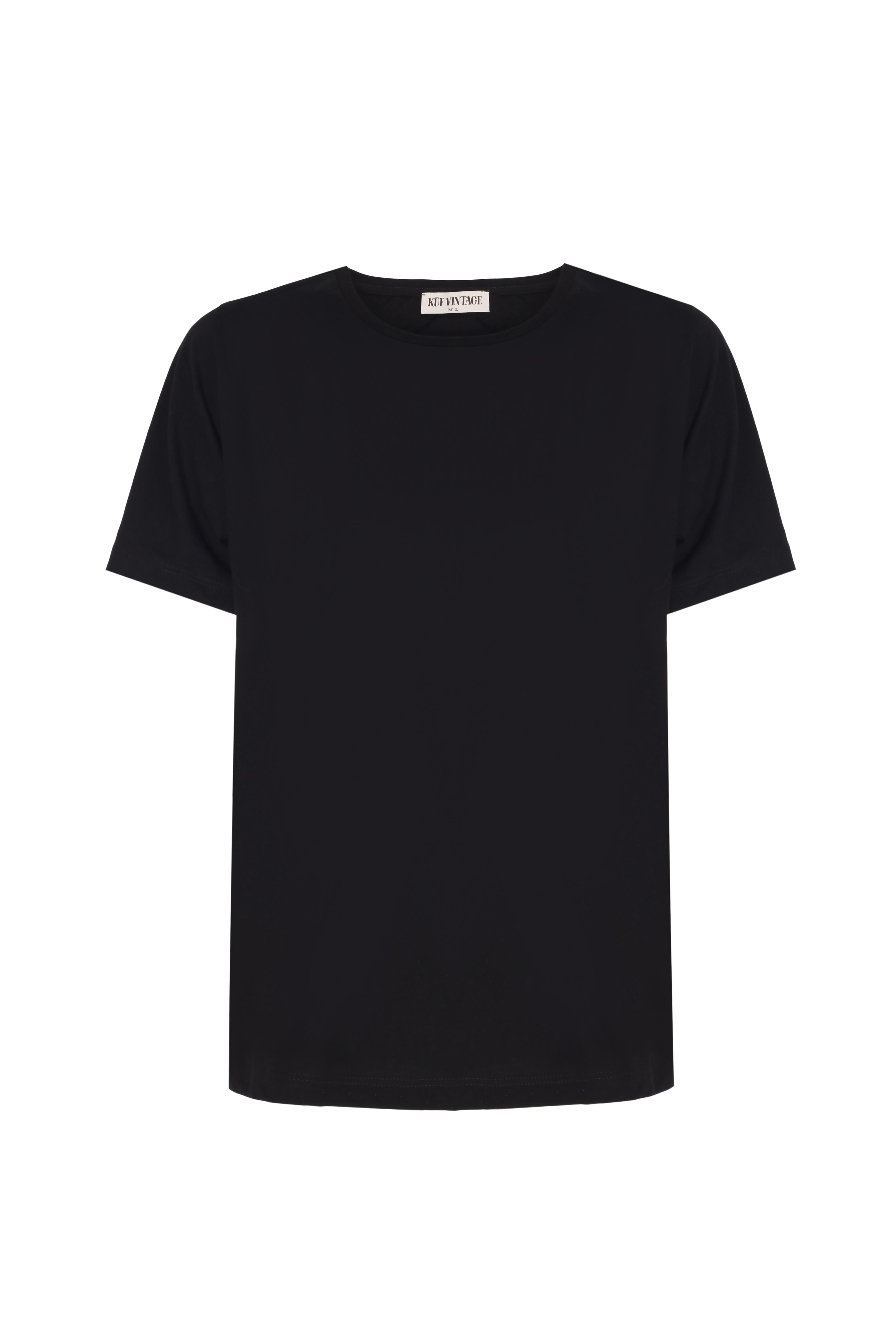 Siyah Bisiklet Yaka Basic Tshirt