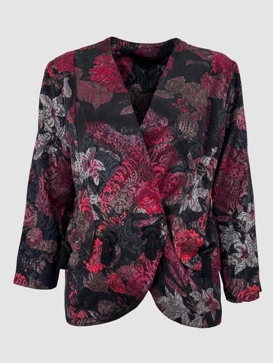 Vintage Bordo Jakarlı Couture Ceket