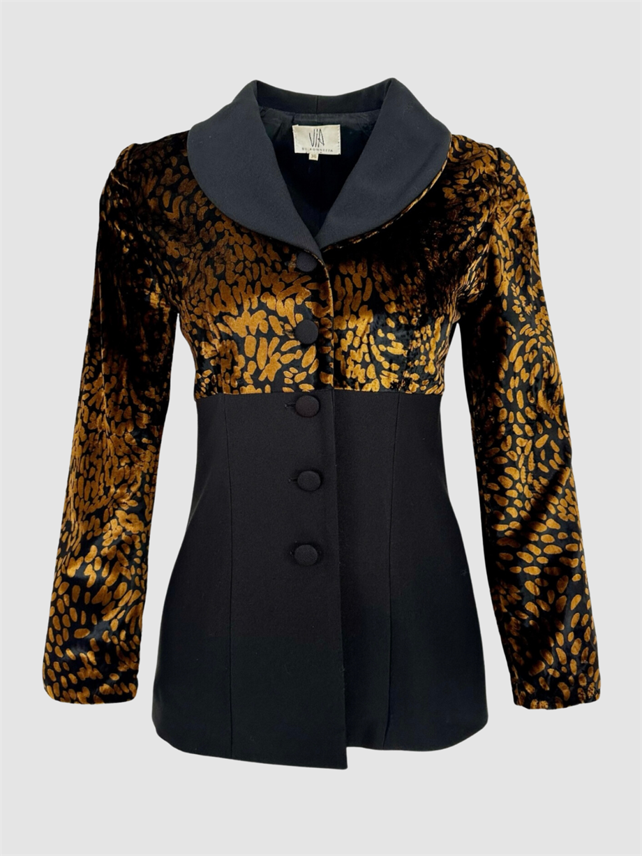 Vintage Kadife Leopar Desen  Ceket