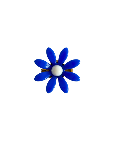 Vintage Mavi Çiçek Broş