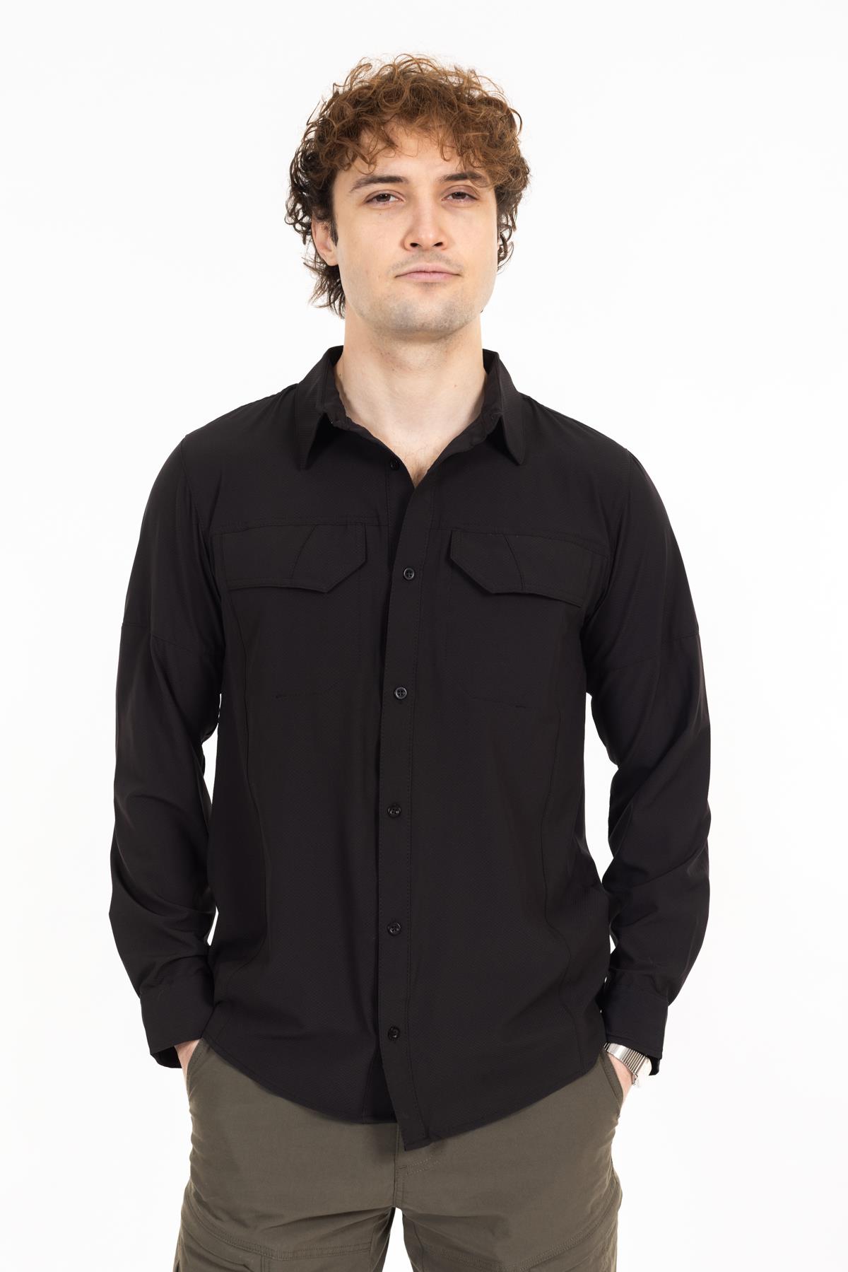 AKN 225 LİKRALI PREMİUM TAKTİK GÖMLEK-SİYAH