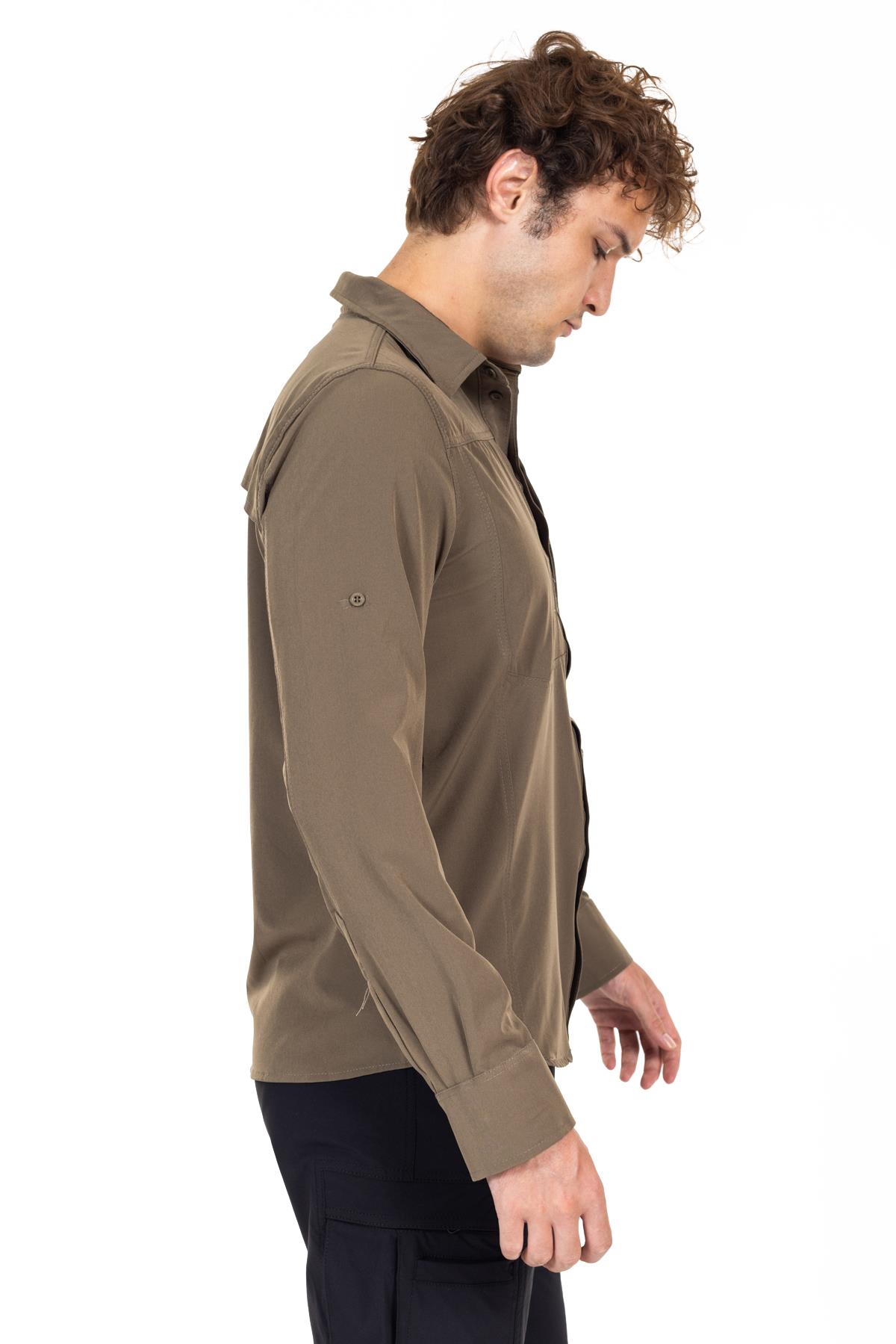 AKN 312 Taktik/Outdoor Haki Likralı Gömlek