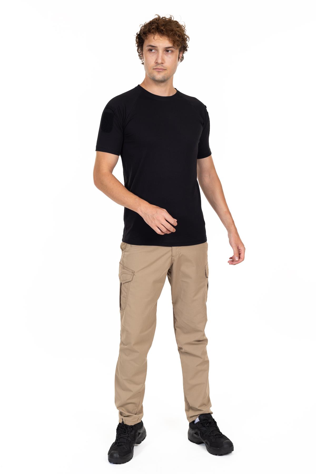 AKN 713 BİSİKLET YAKA KISA KOLLU TAKTİK T-SHIRT-SİYAH