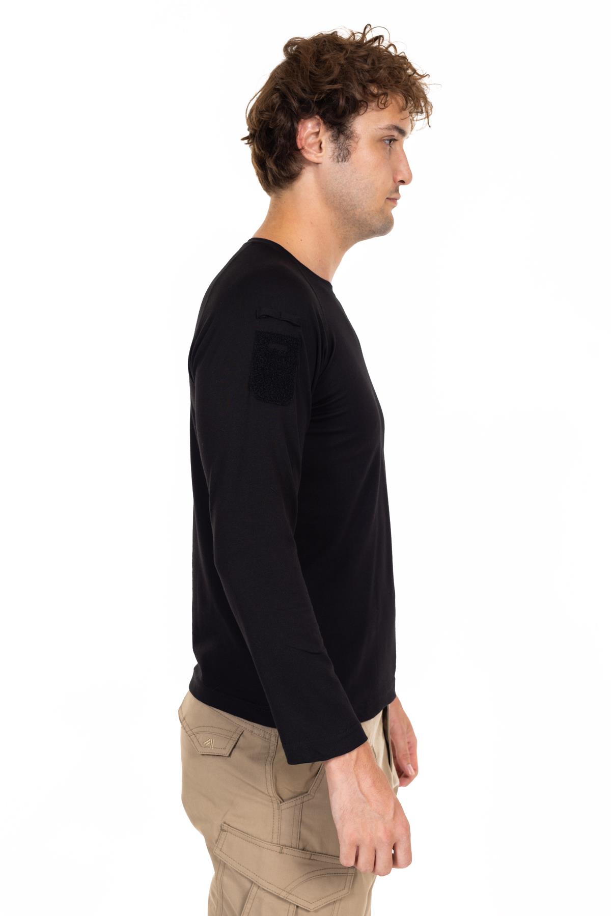 AKN 714 BİSİKLET YAKA UZUN KOLLU TAKTİK T-SHIRT-SİYAH