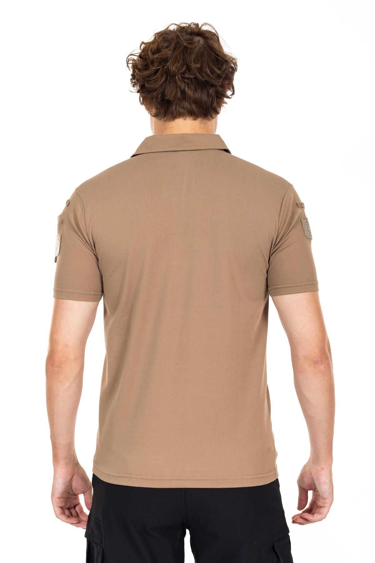 AKN 708 POLO YAKA KISA KOLLU TAKTİK T-SHIRT-BEJ