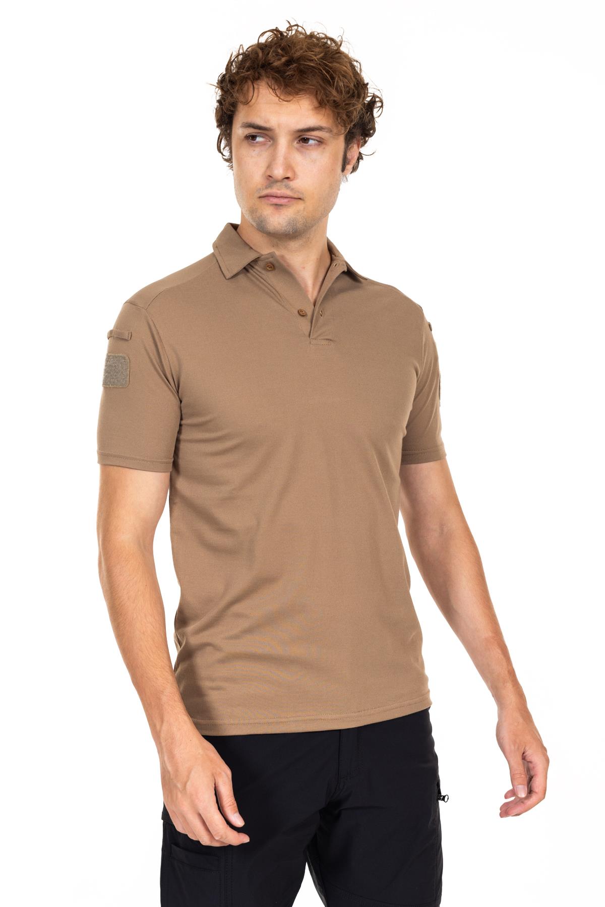 AKN 708 POLO YAKA KISA KOLLU TAKTİK T-SHIRT-BEJ