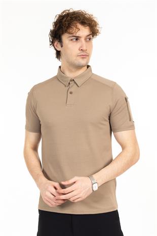 AKN 22012 POLO YAKA TAKTİK T-SHIRT-BEJ