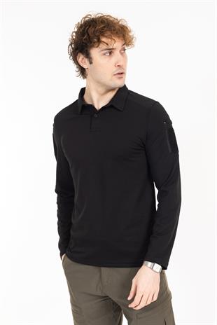 AKN 22013 POLO YAKA UZUN KOLLU TAKTİK T-SHIRT - SİYAH