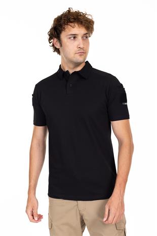 AKN 708 POLO YAKA KISA KOLLU TAKTİK T-SHIRT-SİYAH