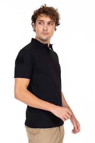 AKN 708 POLO YAKA KISA KOLLU TAKTİK T-SHIRT-SİYAH