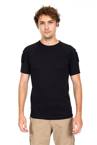 AKN 713 BİSİKLET YAKA KISA KOLLU TAKTİK T-SHIRT-SİYAH