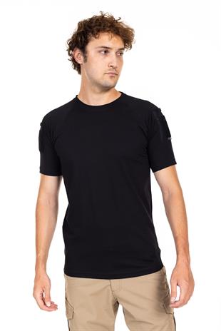 AKN 713 BİSİKLET YAKA KISA KOLLU TAKTİK T-SHIRT-SİYAH