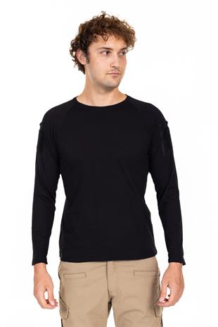 AKN 714 BİSİKLET YAKA UZUN KOLLU TAKTİK T-SHIRT-SİYAH