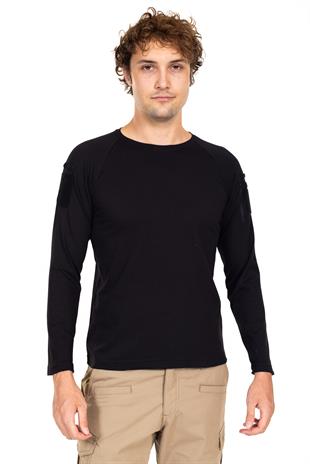 AKN 714 BİSİKLET YAKA UZUN KOLLU TAKTİK T-SHIRT-SİYAH
