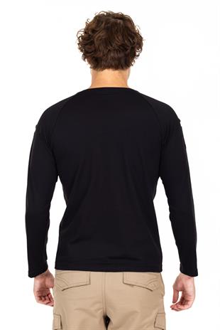 AKN 714 BİSİKLET YAKA UZUN KOLLU TAKTİK T-SHIRT-SİYAH