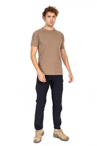 AKN 713 BİSİKLET YAKA KISA KOLLU TAKTİK T-SHIRT-BEJ