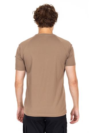 AKN 713 BİSİKLET YAKA KISA KOLLU TAKTİK T-SHIRT-BEJ