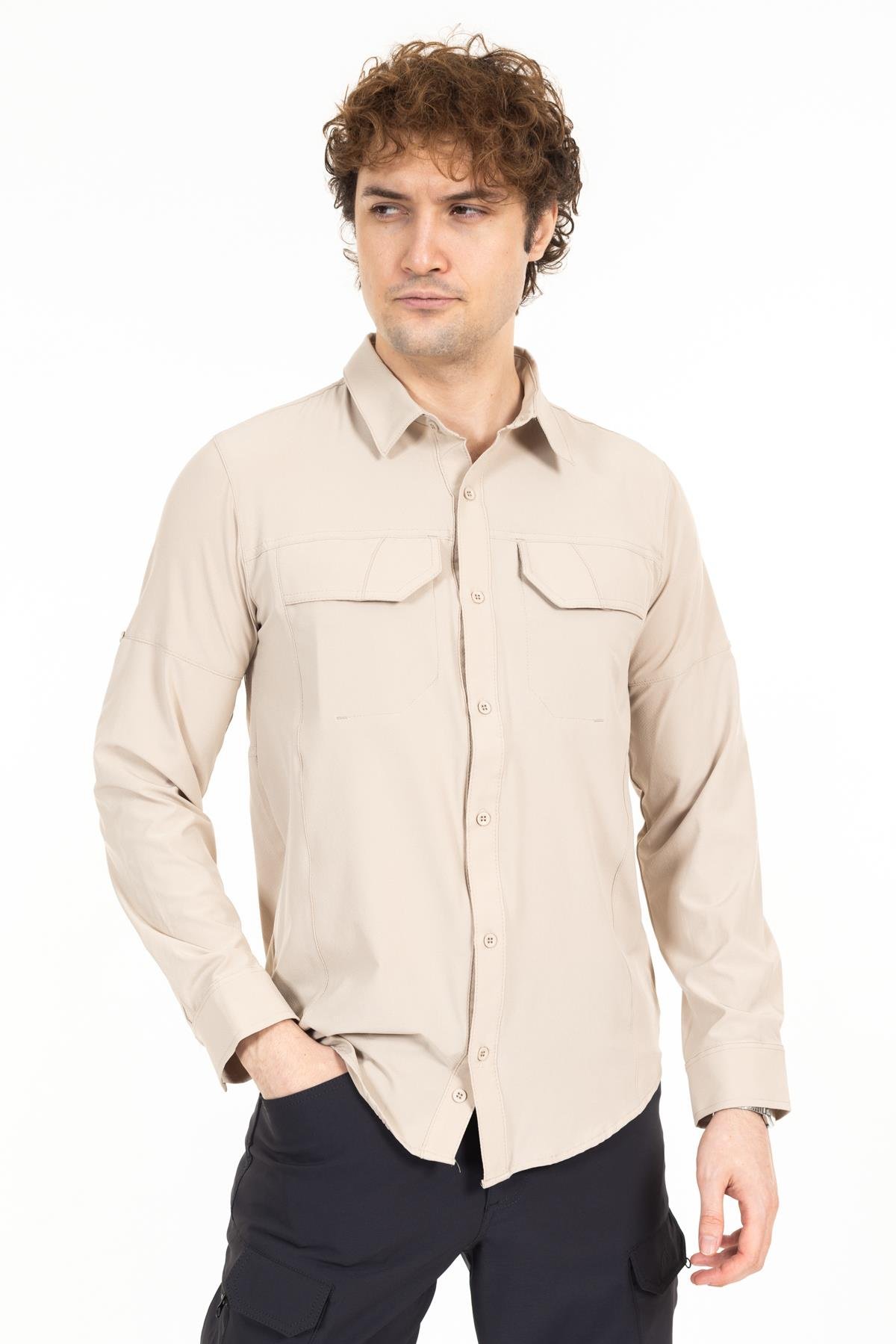 AKN 225 LİKRALI PREMİUM TAKTİK GÖMLEK-TAŞ BEYAZ