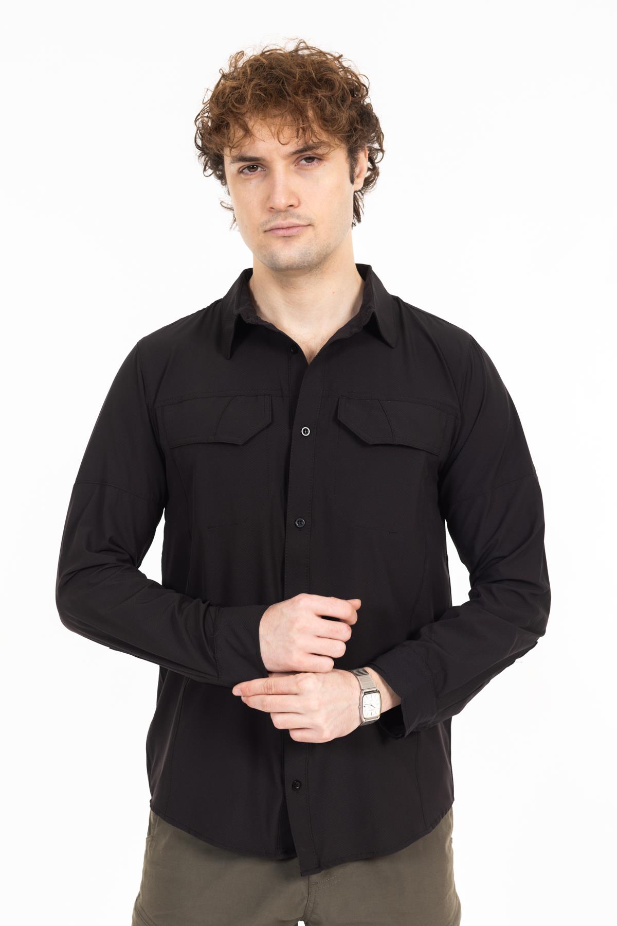 AKN 225 LİKRALI PREMİUM TAKTİK GÖMLEK-SİYAH