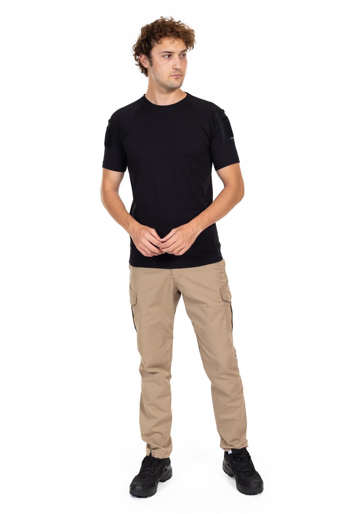 AKN 713 BİSİKLET YAKA KISA KOLLU TAKTİK T-SHIRT-SİYAH