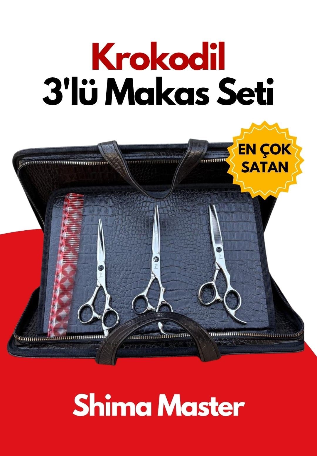 Krokodil Çantalı Makas Seti