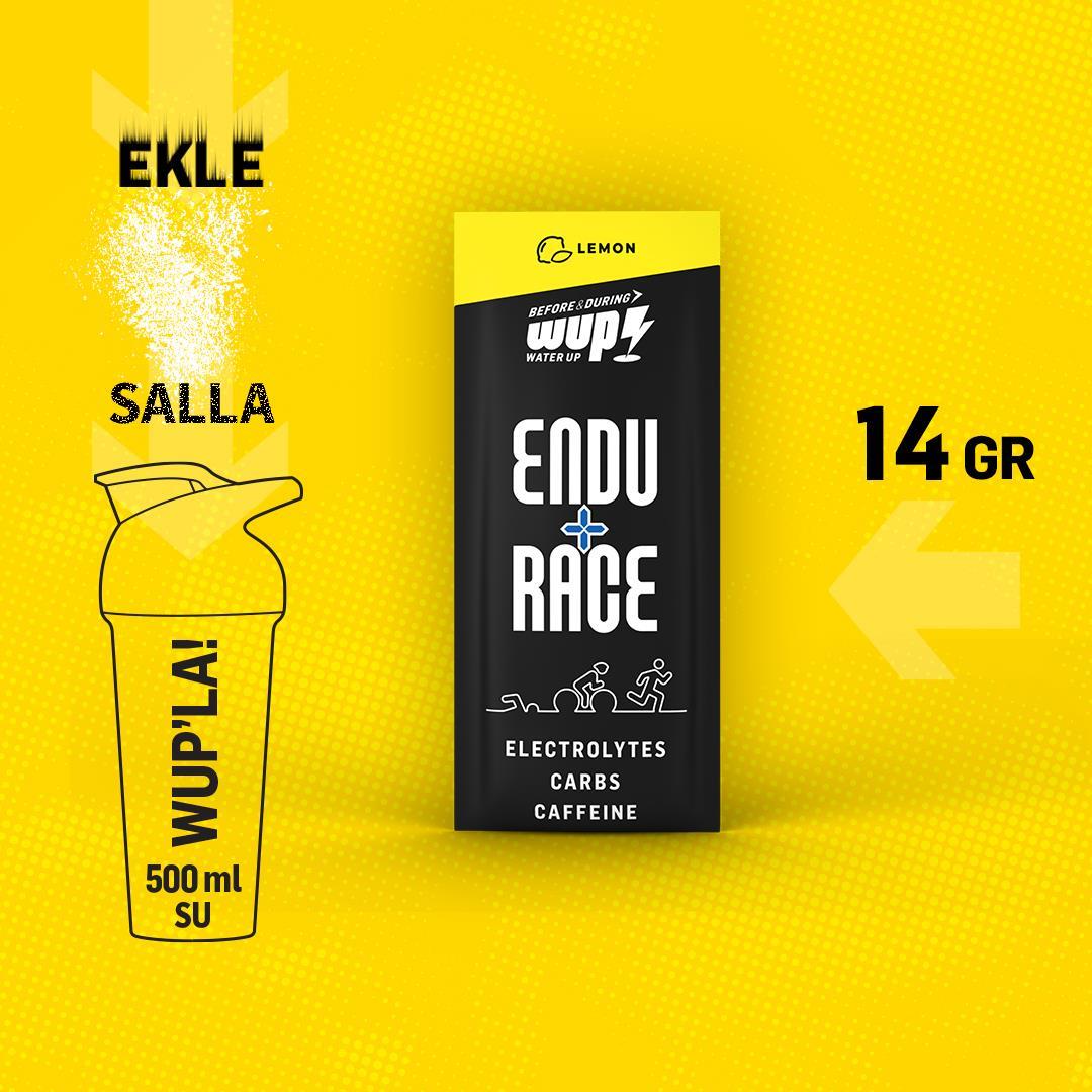 WUP Endu+Race, Yoğun Elektrolit, Kafeinli, Limon Aromalı, 15 Saşe Toz Efervesan
