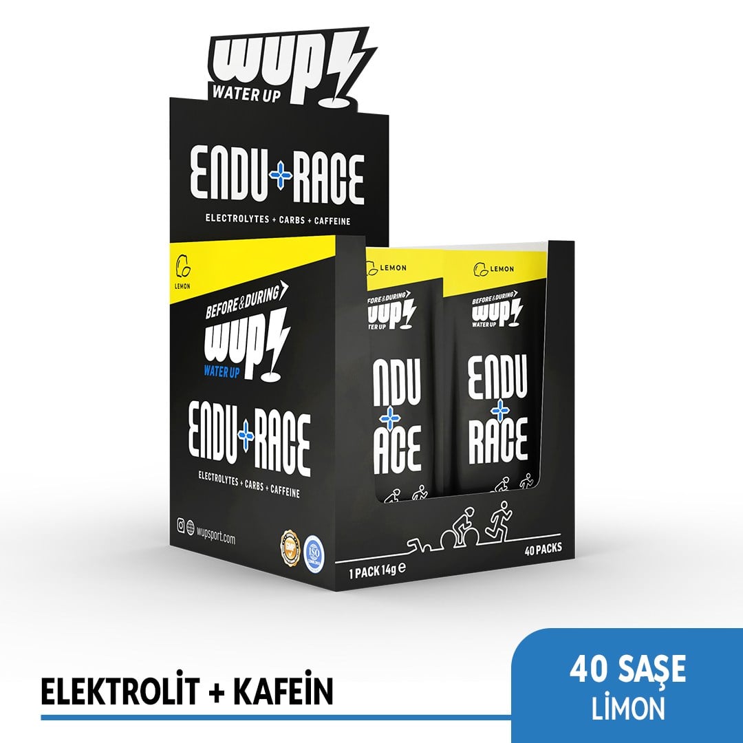 WUP Endu+Race, High Electrolyte, Caffeine, Lemon Flavored, 40 Packs