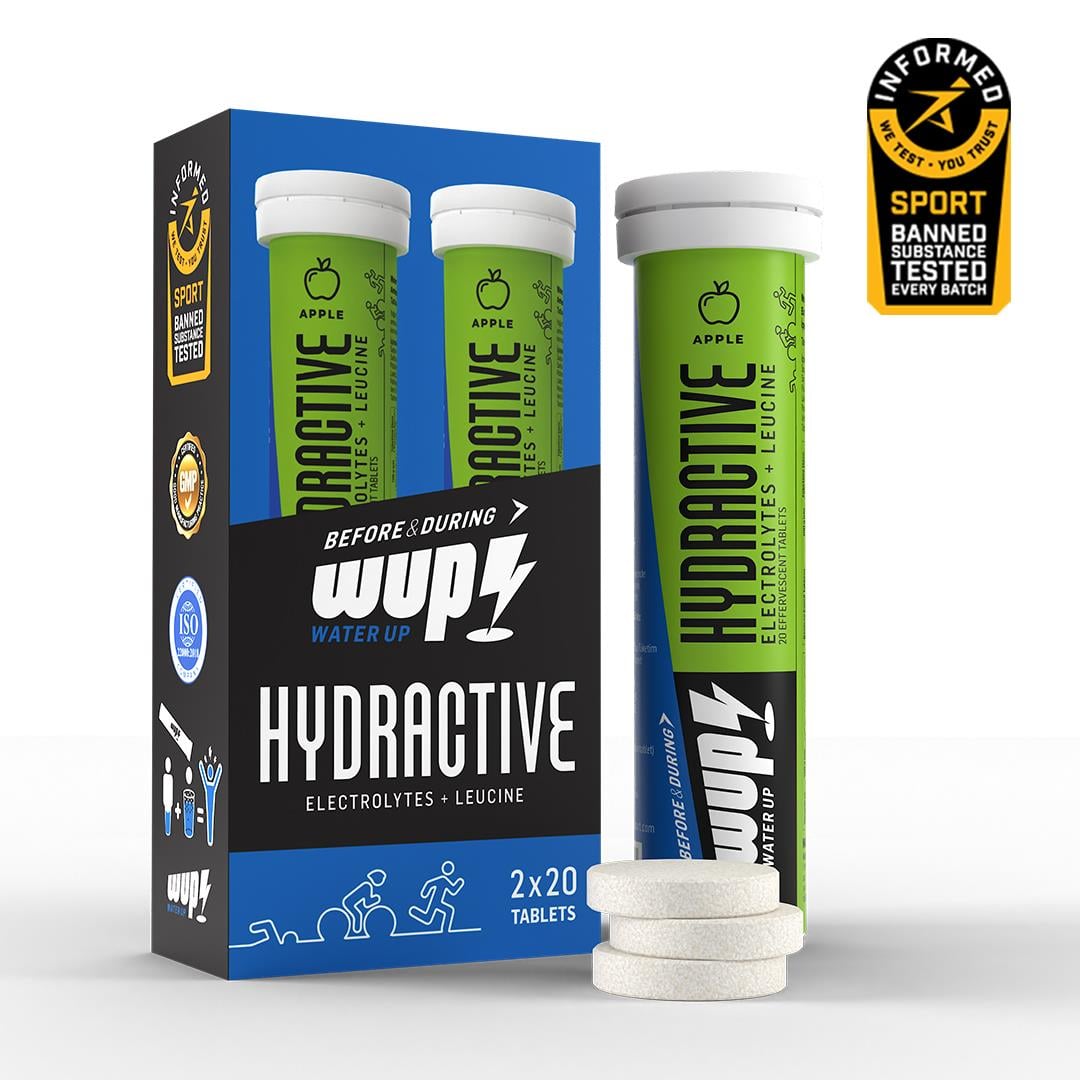 WUP Hydractive, Electrolyte+Leucine, Apple Flavored, 2x20 Tablets