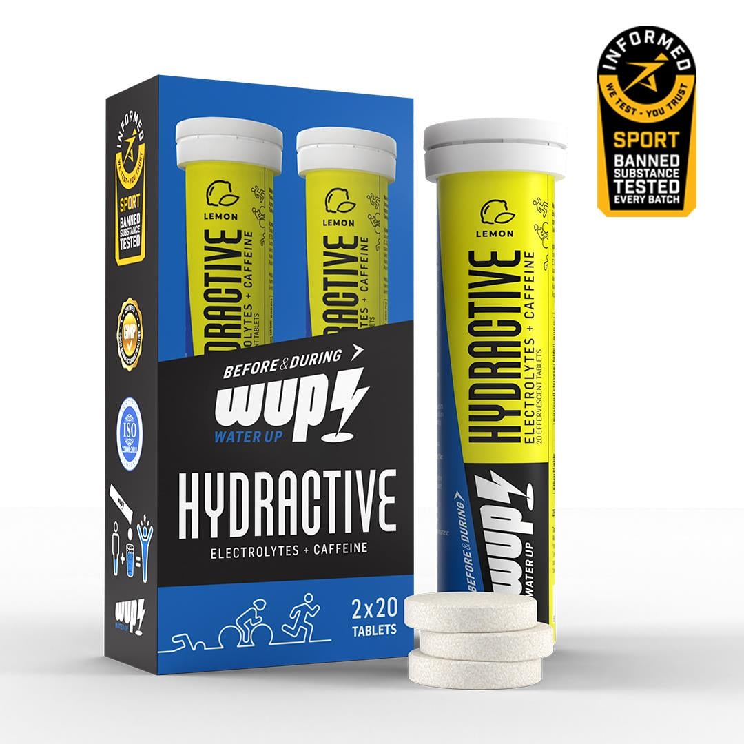 WUP Hydractive, Electrolyte+Caffeine, Lemon Flavored, 2x20 Tablets