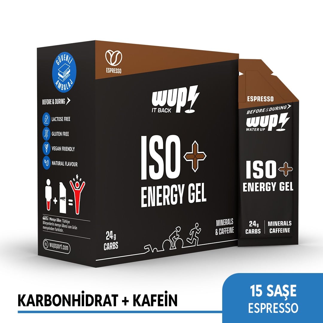 WUP ISO+ Enerji Jeli, Kafein ve Elektrolit, Espresso, 15 Saşe 45 gr