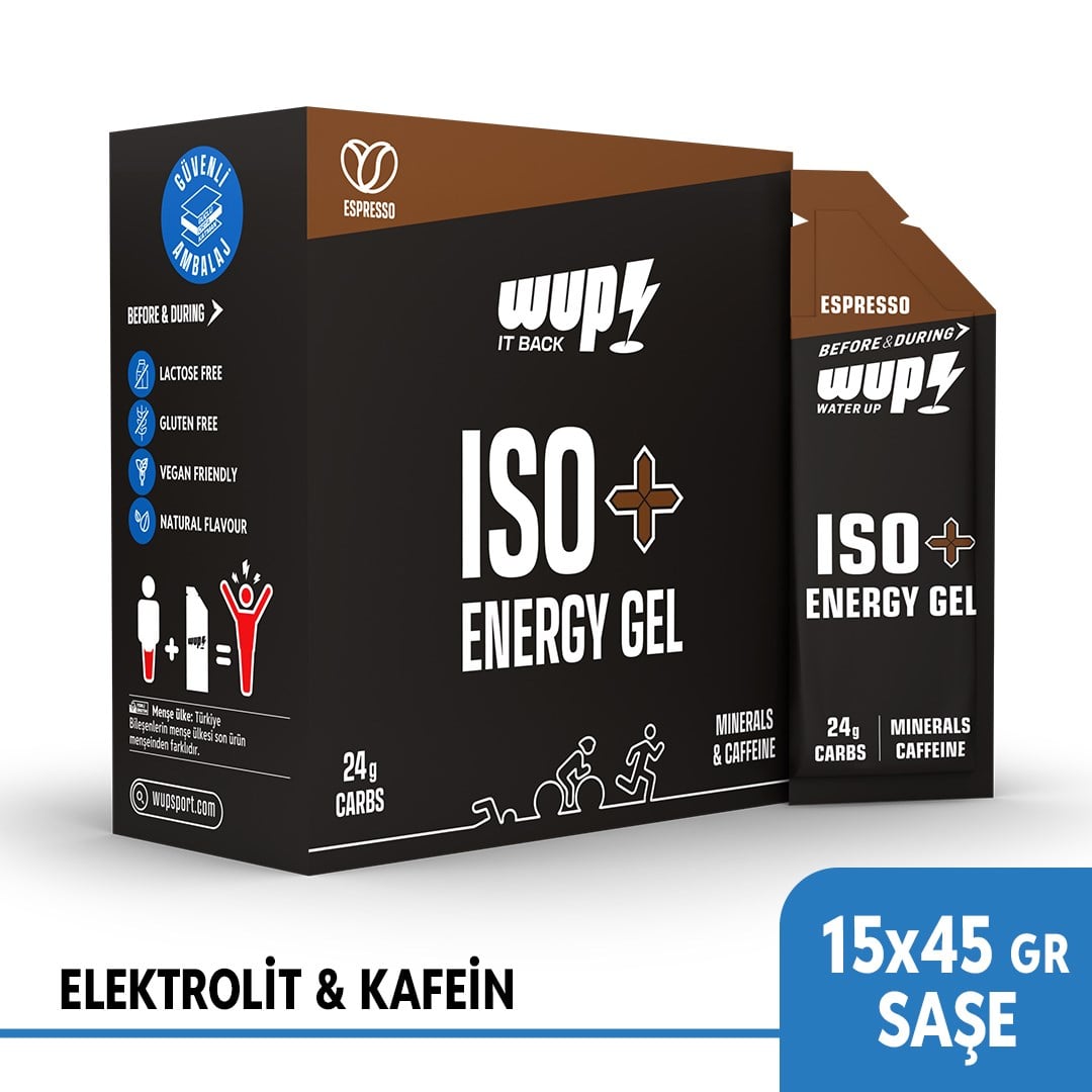 WUP ISO+ Enerji Jeli, Kafein ve Elektrolit, Espresso, 15 Saşe 45 gr