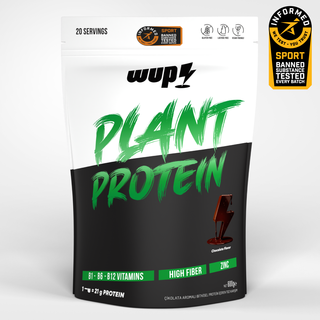 WUP Plant Protein, B1-B6-B12, Çinko, Yüksek Lif, Doğal Kakao, Çikolata, Bitkisel Protein, 600 gr 20 Servis