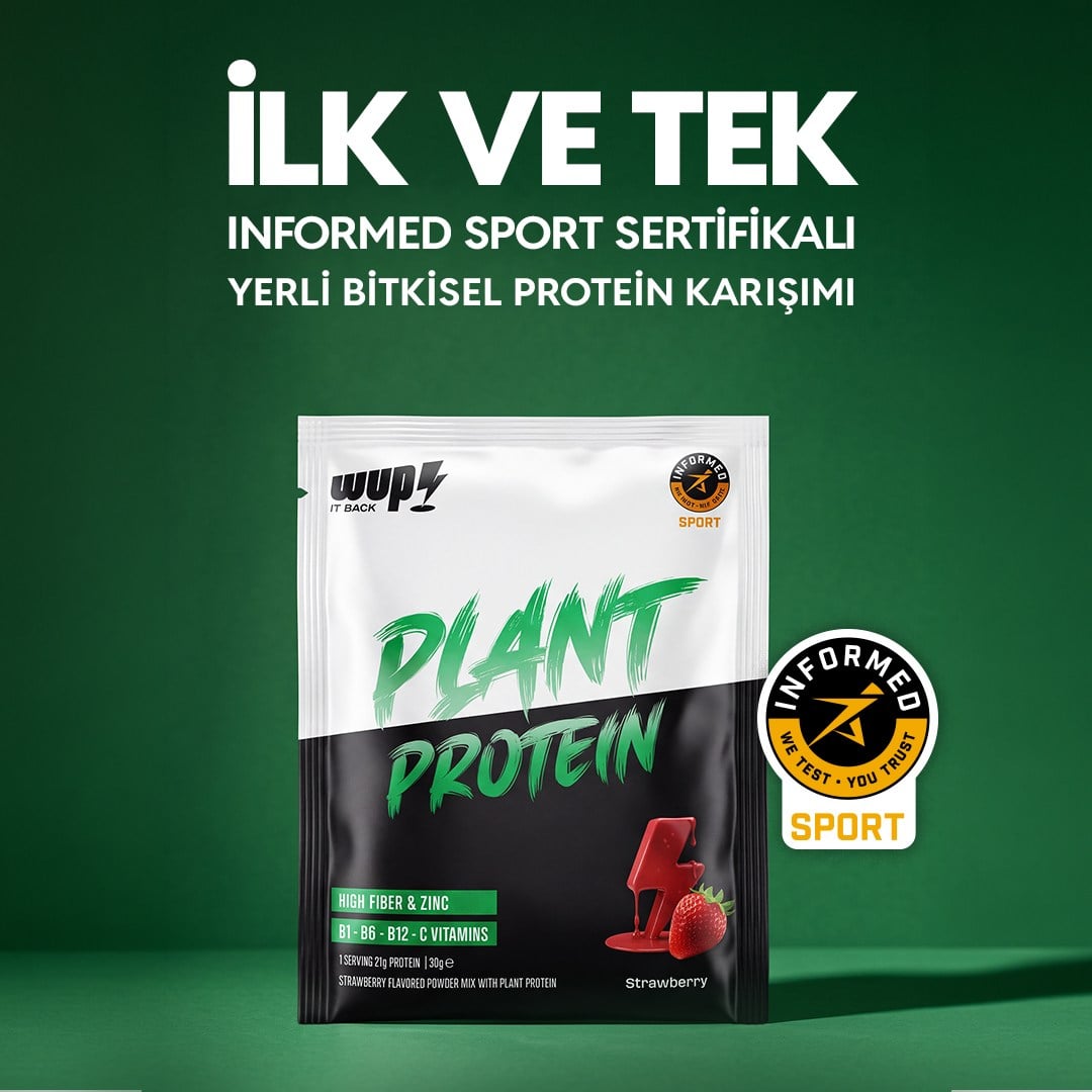 WUP Plant Protein, B1-B6-B12, Çinko, Yüksek Lif, Çilek, Bitkisel Protein, 10 Saşe