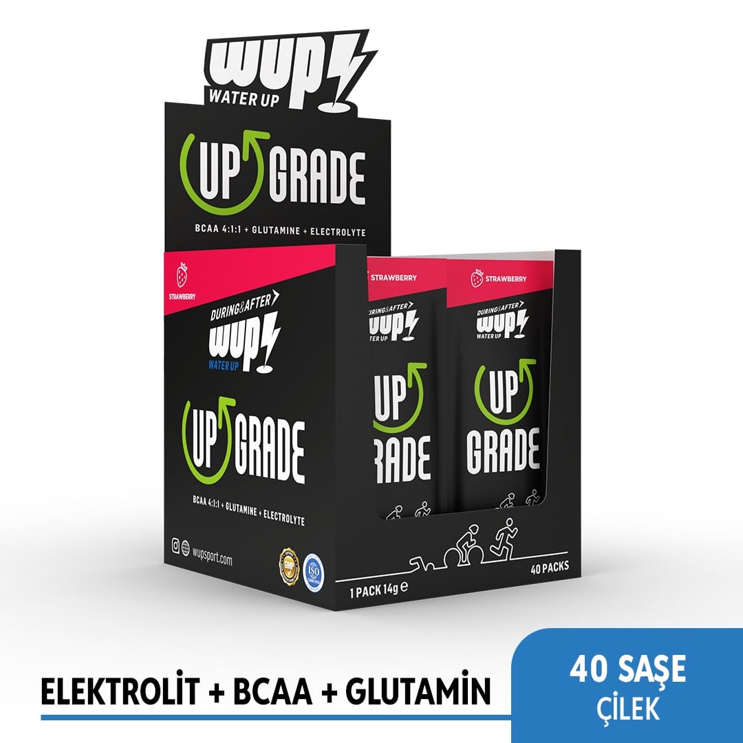WUP Upgrade, BCAA+Glutamine+Electrolyte, Strawberry Flavored, 40 Packs