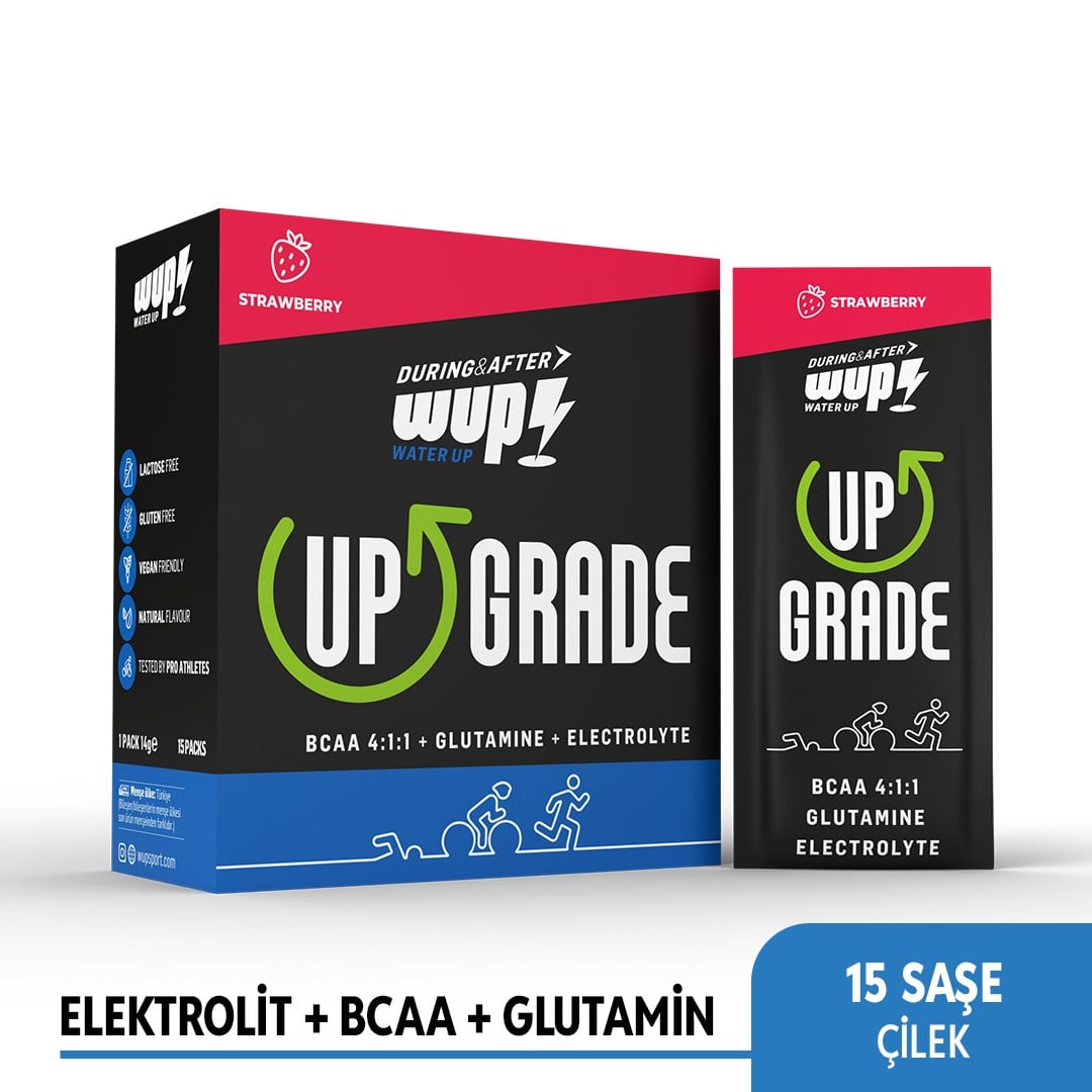WUP Upgrade, BCAA+Glutamine+Electrolyte, Strawberry Flavored, 15 Packs