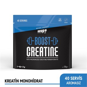 WUP Boost Creatine 120 gr 40 Servis, %100 Mikronize Kreatin Monohidrat, Aromasız